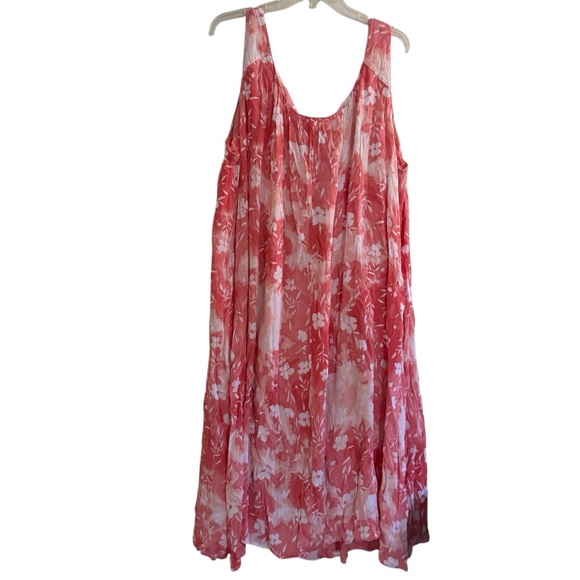 Woman Within Maxi Floral Sun Dress Coral White Sleeveless 3X - Picture 1 of 9